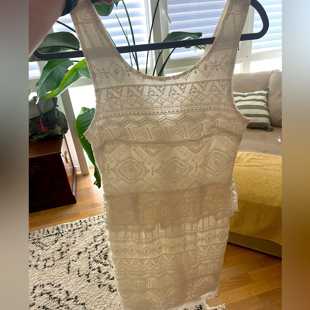 Beautiful, elegant cream mid-length cocktail dress